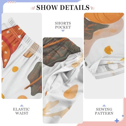 Gnome Autumn Leaf Print Boys Long Pants Soft Trousers Elastic Waist Kids Lounge Bottoms with Pockets S-XL4