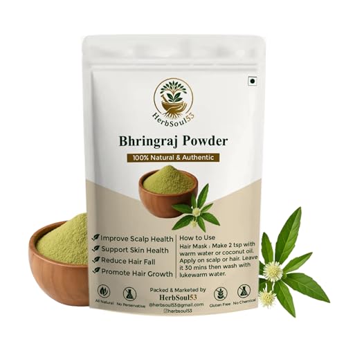 Image of Organic Bhringraj Powder 200gm - Ayurvedic Powder for Hair Growth, Strong Roots, Hair Fall Control, Grey Hair, Dandruff & Skin Care | Natural Powder for Skin & Hair Nourishment