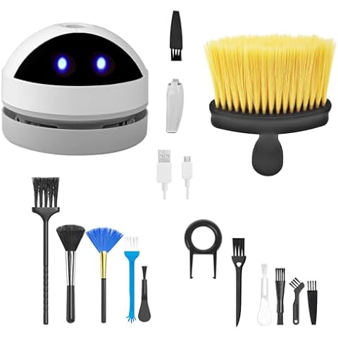 Hallocool Desktop Vacuum Cleaner Mini Desk Crumb Sweeper and 12pcs Cleaning Brushes for Company Keyboard Car Cover