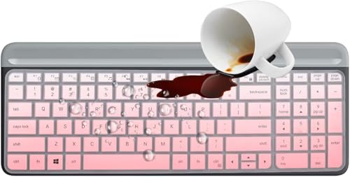 Image of Keyboard Cover for Logitech MK470 & Logitech MK470 Wireless Ultra Thin Silicone Keyboard Protector Skin Logitech MK470 Accessories- Pink