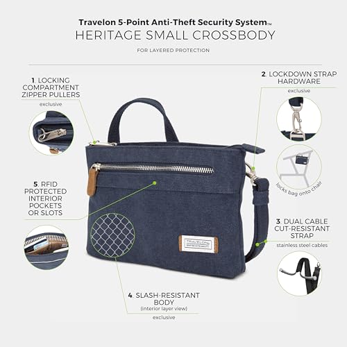 Image of Travelon Women's Anti-Theft Heritage Small Crossbody Cross Body Bag