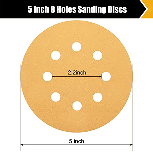 Boshcraft 30 Packs Sanding Discs, 220 Grit 5 Inch Sanding Disc Hook And Loop Sandpaper 8 Holes Orbital Sander Sandpaper For Wood Metal Random Orbital Sander #TOP4