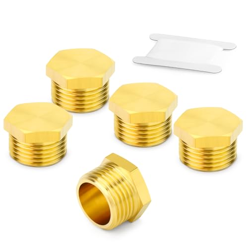 ERGAOBOY - ERGAOBOY 5 pièces de bouchons mâles pour tuyaux 3/8" BSP à filetage hexagonal extérieur, adaptateur en laiton pour raccords de tuyauterie
