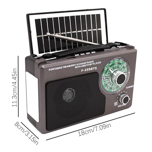 Radio portátil triple banda con carga solar y USB para emergencias 5