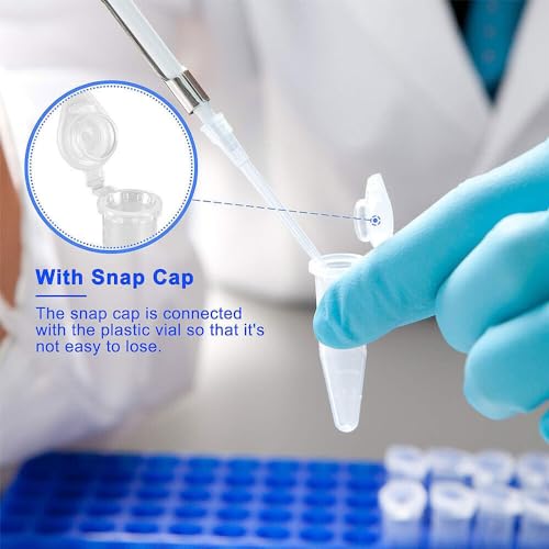Zoomto ZOOMTO-011-2ML Microcentrifuge Tubes 1000Pcs,Centrifuge Tubes With Attached Lid,Clear Round Micro Centrifuge Small Sample Bottle Vials Container For Lab,Plastic Lab Snap Tubes,[2Ml thumb #5
