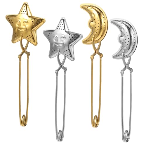 Tofficu 4pcs Star Infuser Loose Leaf Tea Strainers Handle for Home Office Travel Brewing