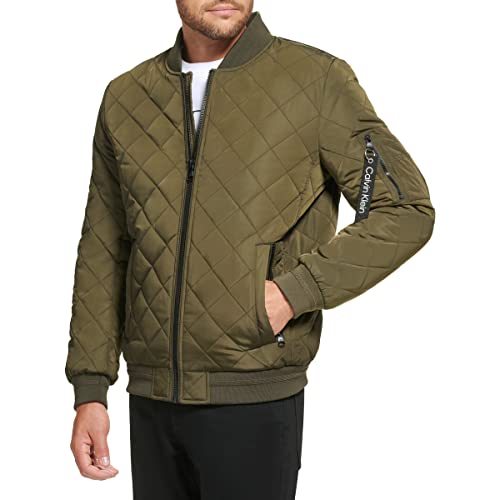 Image of Calvin Klein Men's Quilted Zipper Detail Flight Jacket