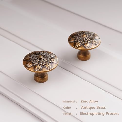 Xlroaafs 10 Pack Antique Brass Cabinet Knobs Vintage Drawer Knobs,1.4" Classical Vintage Kitchen Cabinet Handles for Cabinets and Drawers Brass by Xlroaafs - Used condition - Image 2
