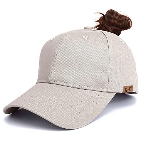 YouGa DIRECT Ponytail Baseball Cap - Mesh Cap Classic Plain Hat, Sun Messy High Bun Cap Adjustable Pony Caps, Sports Casual Trucker Hats Cap for Mens Women (Black+Beige) (Beige) Cover