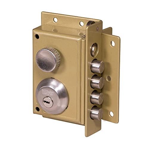 BTV | Cerradura de Sobreponer Onix Derecha | Diseño Moderno, Cilindro de 48,5 mm, Acabado en Dorado y Beige | 1 ud.