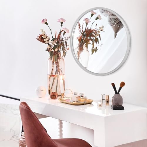 Image of Mirrors for Wall Mirror Sliver Metals Framed Round Farmhouese Bathroom Mirror Ative Hanging Mirror for Bedroom Vanity Entryway