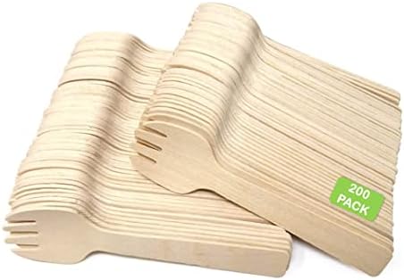 Pack of 100 Disposable Wooden Cutlery Spoons Forks Knives Set Biodegradable Eco Friendly 100% Birch Wood-Sturdy, Christmas, Parties, BBQ, Picnic,s Birthdays, Wedding (100 Knives)