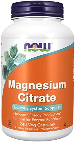 NOW Supplements, Magnesium Citrate, Enzyme Function*, Nervous System Support*, 240 Veg Capsules