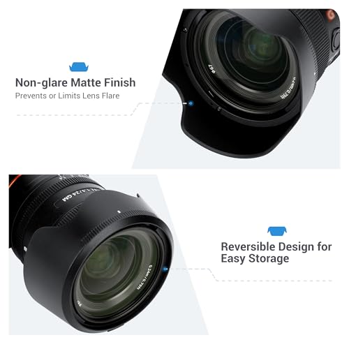 Image of JJC ALC-SH154 Bayonet Reversible Lens Hood Shade for Sony FE 24mm f /1.4 GM Lens SEL24F14GM, Replaces Sony ALC-SH154 Lens Hood, Allows to Attach 67mm Filter & Lens Cap, No Vignetting
