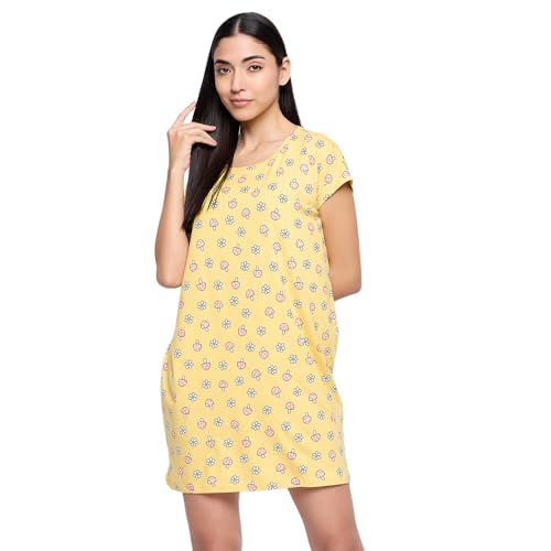 Image of CAMEY Printed Knee Length Nighty|Loungewear|Nightwear|Sleepwear|Home Wear Short Nighty for Women