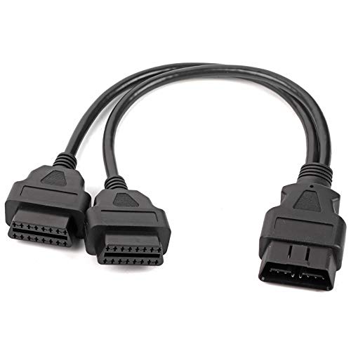 OBD2 Cable de extensión de divisor en Y de 16 pines macho a doble hembra para herramienta de diagnóstico OBD2