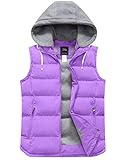 ZSHOW Women's Winter Thick Padded Vest Puffer Jacket with Removable Hood(Purple,Large)