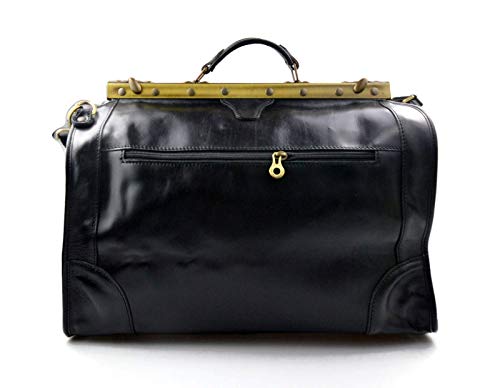 Bolso mujer y hombre de cuero negro con estética retro funcional 7