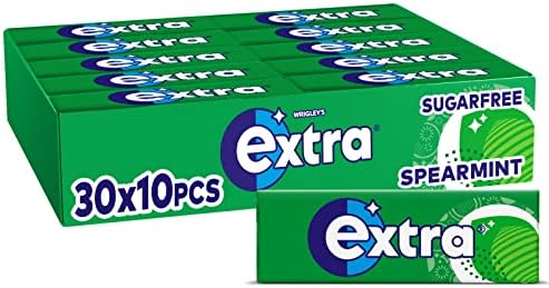 EXTRA Spearmint Sugar Free Chewing Gum 10 Pellets (Pack of 30)