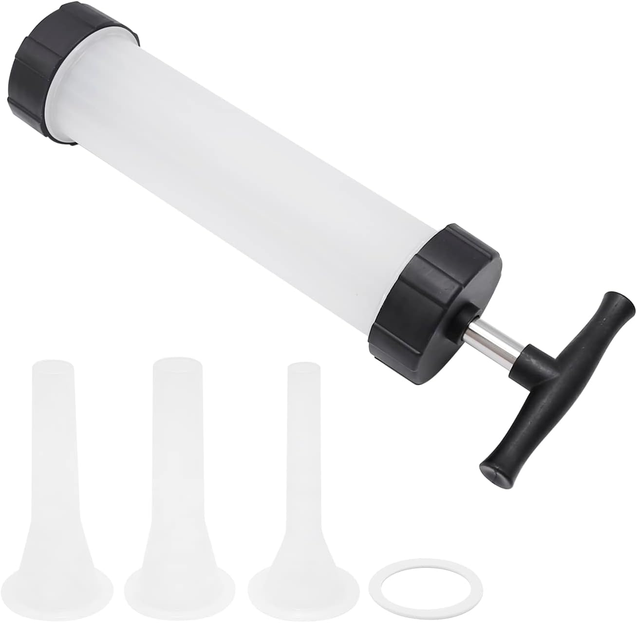 Hoypeyfiy Sausage Stuffer Sausage Maker with 3 Option Size Filling Nozzles Food Grade Meat Stuffing Filler for Household Family