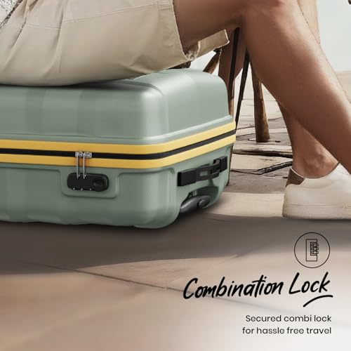 Image of Aristocrat Polycarbonate Spinner Comet Cabin Trolley Bag 56cm|Small|Hard Luggage| Smooth 8-Wheel Suitcase|Combination Lock with Sturdy Zipper|Full Fabric Convipack|3-Year International Warranty(Green)