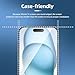 NEW'C [3 Pack Designed for iPhone 15/15 Pro (6.1 Inch) Screen Protector Tempered Glass,Case Friendly Ultra Resistant