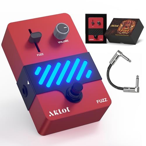 Image of AKLOT Fuzz Electric Guitar Pedal: Thick Vintage Fuzz with Rich Saturation, Dynamic Touch-Responsive Gain, Volume Control, Mini Guitar Effect Pedal with True Bypass, NEON Inferno