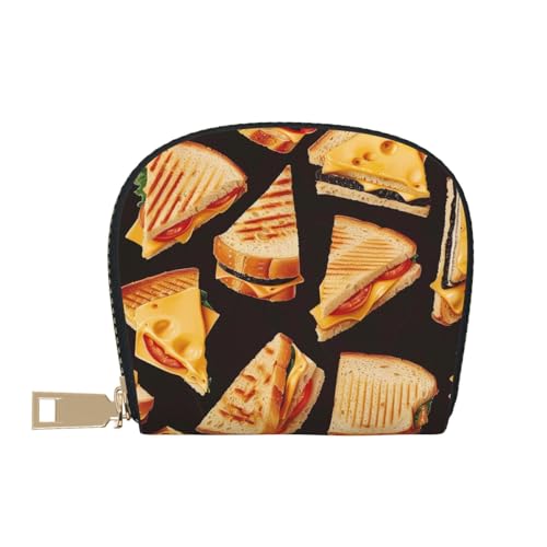 Cheese Sandwiches Printed Credit Card Wallet for Women Men Cute Zipper Card Cases Holder Mini Coin Purse with 12 Card Slots2