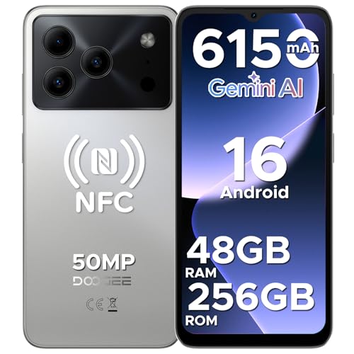 DOOGEE NOTE56 Plus Android 16 Smartphone pas Cher, 48Go+256Go/2TB, Telephone Portable, 50MP+8MP,Smartphone Octa Core 6.56" HD+ 90Hz, 6150mAh, Débloqué 4G Dual SIM, Fingerprint/Face ID/NFC/OTG, Naturel