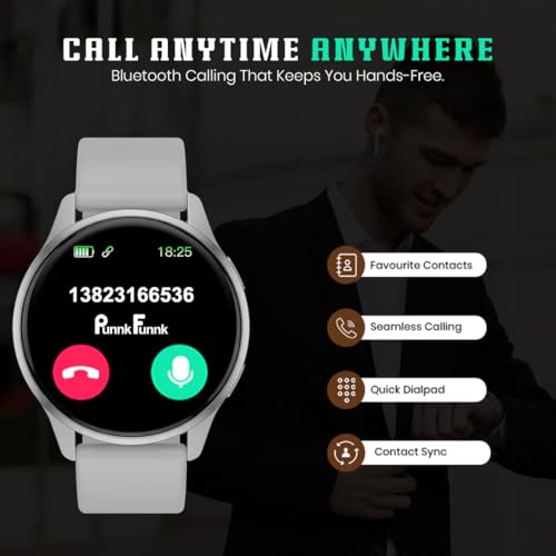 Image of PunnkFunnk Active 5 Smart Watch with 1.3 inch AMOLED HD Display | Bluetooth Calling, AI Voice Assistant, 100+ Sports Modes, Heart Rate & SPO₂ Tracking, IP68 Waterproof for Men & Women- (Grey)
