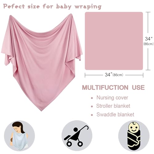 Image of OWLOWLA 2Pack Newborn Swaddle Blanket with Hat Set Baby Wrap Swaddle Receiving Blanket Boys Girls