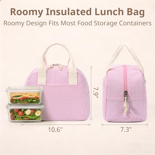 Image of LOVELYWIND Lunch Box for Women Cute Lunch Bags for Women Lunch Tote Bags Reusable Insulated Lunch Box Large Capacity Reusable Insulated Cooler for Work or Travel Gifts or Beach
