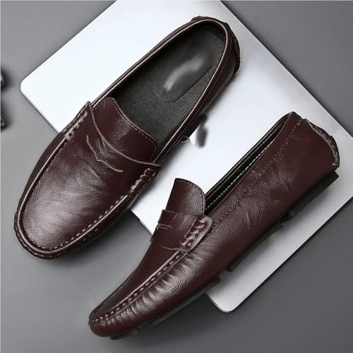 Men's Loafers Shoes Vegan Leather Stitching Details Round Toe Lightweight Flexible Comfortable Casual Classic Slip-ons3