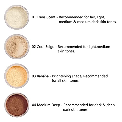 Wenfeng 2 Pack Phoera Setting Powder,Control Oil Brighten Skin Color Cover Blemish Whitening Face Setting Loose Powder,Helps Makeup Last Longer,Includes 2Pcs Velour Powder Puff (102 Cool Beige) #TOP4
