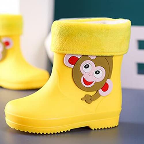 sfdgfhyf Outdoor Rain Boots for Kids Children Rain Shoes Boys and Girls Water Shoes Monkey Cartoon Character Rain Shoes (Yellow, 7.5 Toddler)3