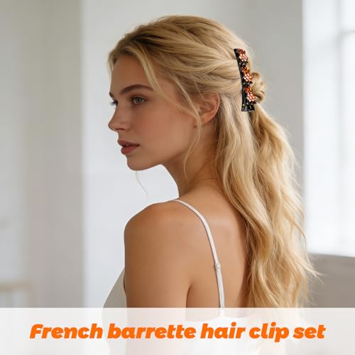 12PCS Pinzas para el cabello trenzadas con piedras de cristal brillantes para mujeres y niñas, pinzas para el cabello con diamantes de imitación, pinzas tipo pico de pato para cabello grueso y fino, accesorios para peinados miniatura 3