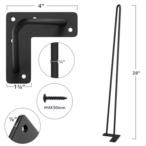 image for SMARTSTANDARD Hairpin Table Legs 28 Inch, 3/8