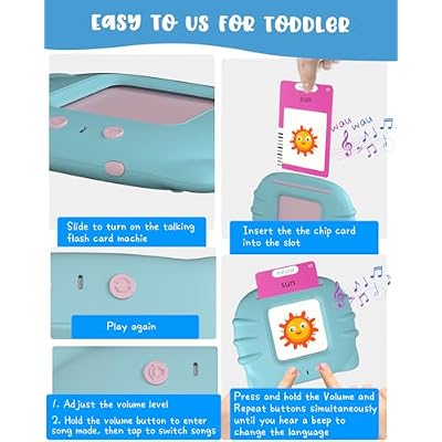 224 Words English Talking Flash Cards with Music, Montessori Educational Learning Kid Toddler Toys, Pocket Speech Therapy and Autism Easter Birthday Sensory Toys for Girls Boys