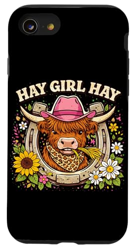 Hay Girl Hay Highland Cow Cowgirl Pink Hat Women Case for iPhone SE (2020) / 7/8