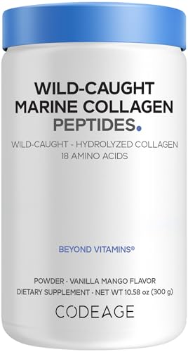 Codeage Marine Collagen Peptides Powder, Type I & III, Vanilla Mango, 10 oz