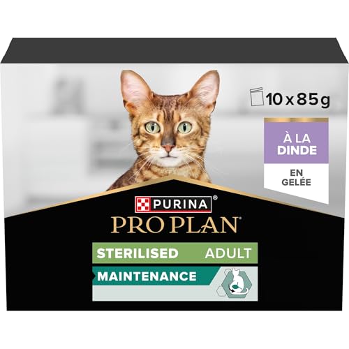 PRO PLAN Nutrisavour Stérilisé - A la Dinde en gelée - 10 x 85g - Sachets repas pour chat adulte