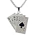 KONFEN Kette Herren Damen mit Anh&auml;nger, Flush Poker Halskette Wikinger Kette aus Edelstahl mit Strass f&uuml;r M&auml;nner 70cm, Kettenanh&auml;nger Edelstahlkette Necklace Pendant Men Ketten Chain f&uuml;r Hip Hop Punk