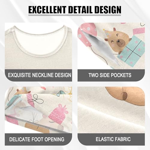 senya Birthday Cute Capybara Balloon D Summer Pajamas Set Short Cotton Sleepwear 2 Piece4