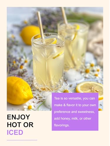 TeeLux Chamomile & Lavender Tea Bags 100 Count, Soothing, Blends Chamomile Flowers + Lavender Buds + Lemon Balm, Caffeine Free Herbal Tea