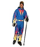 Tipsy Elves Bring the Heat Men's Ski Suit Classic Blue with Flames Snowsuit Size Medium