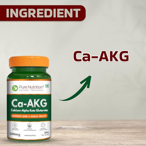 Image of Pure Nutrition Ca-AKG - (500mg) - 30 Veg Capsules | Calcium Alpha-Ketoglutarate Supplements For Cellular Energy & Joint Health | Support Healthy Aging, Athletic Performance & Muscle Recovery