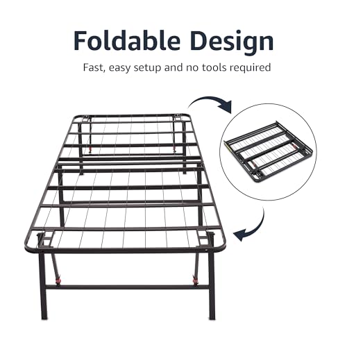 Amazon Basics Bed Frame with Storage, Foldable Metal Platform, Sturdy Steel, No Box Spring Needed, 18 inches High, Tool-Free Setup, Full Size, Black - image 4