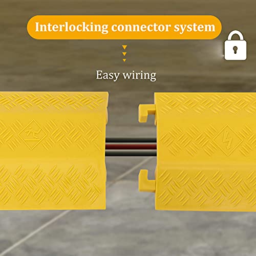 Cubierta de rampa de cable resistente, protector de cable de un solo canal para una gestión segura y ordenada de cables de suelo, ideal para uso en interiores y exteriores
