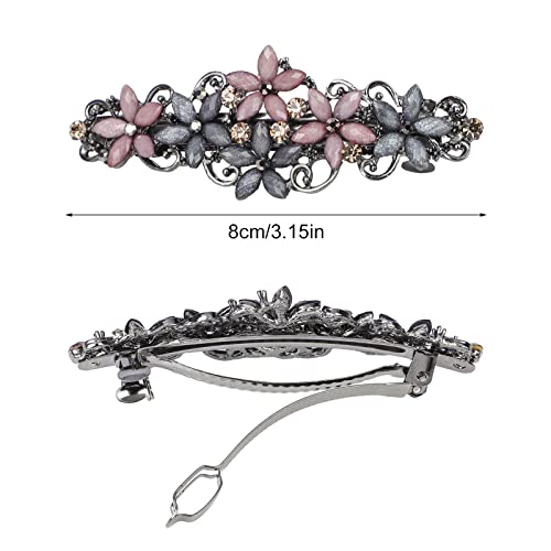 Foto von 3 Stück Elegante Haarspangen für Damen Mädchen, Glitzernde Mode Exquisite Blume Kristall Haarspangen (Rosa und Dunkelblau/Schwarz und Dunkelblau/Grau und Grau)