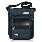 [GetWing] パスポートケース 首下げ スキミング防止 セキュリティポーチ パスポートカバー 軽量 コンパクト ７ポケット ブラック ナイロン